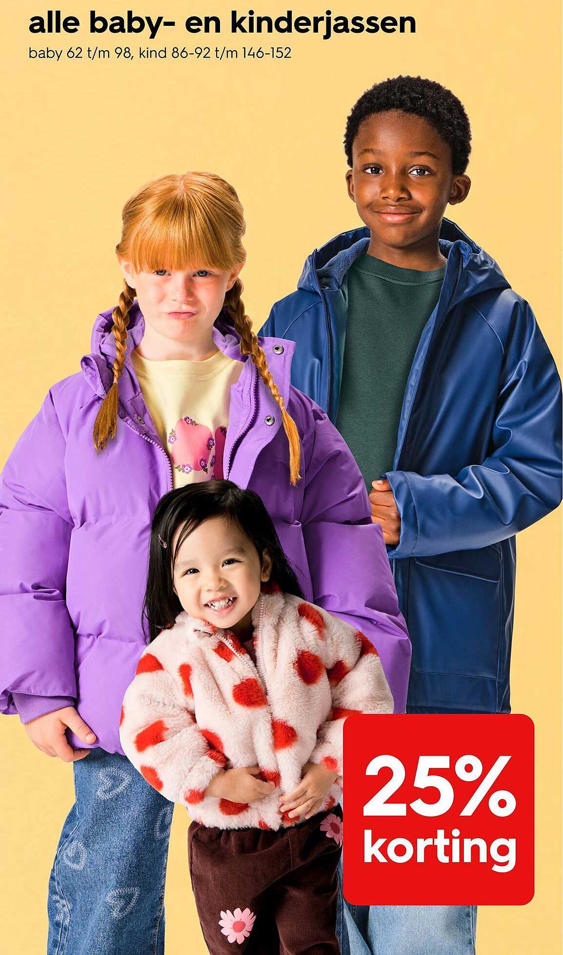 alle baby- en kinderjassen 25% korting