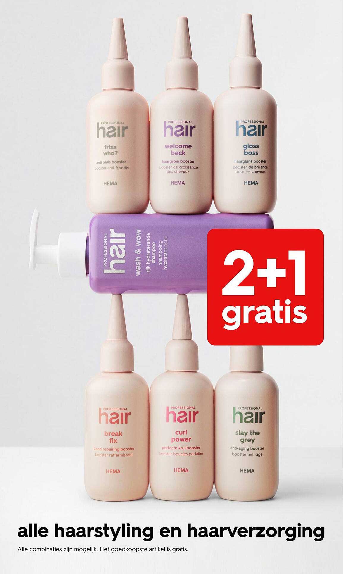 alle hairstyling en haarverzorging 2+1 gratis