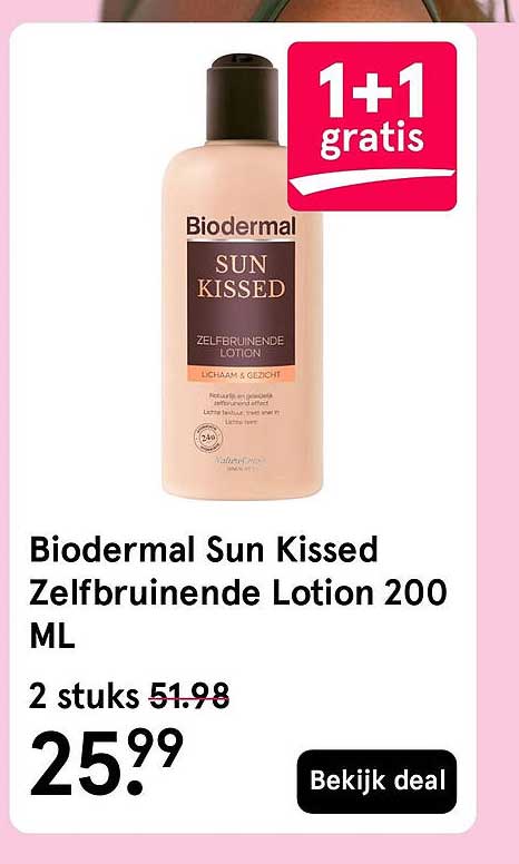 Biodermal Sun Kissed Zelfbruinende Lotion 200 ML 1+1 gratis
