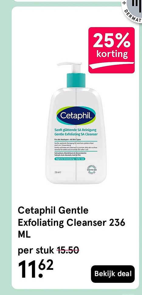 Cetaphil Gentle Exfoliating Cleanser 236 ML 25% korting