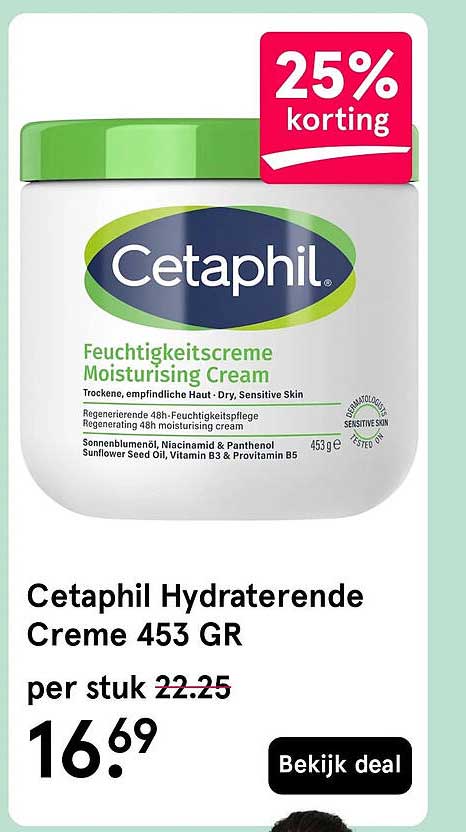 Cetaphil Hydraterende Creme 453 GR 25% korting