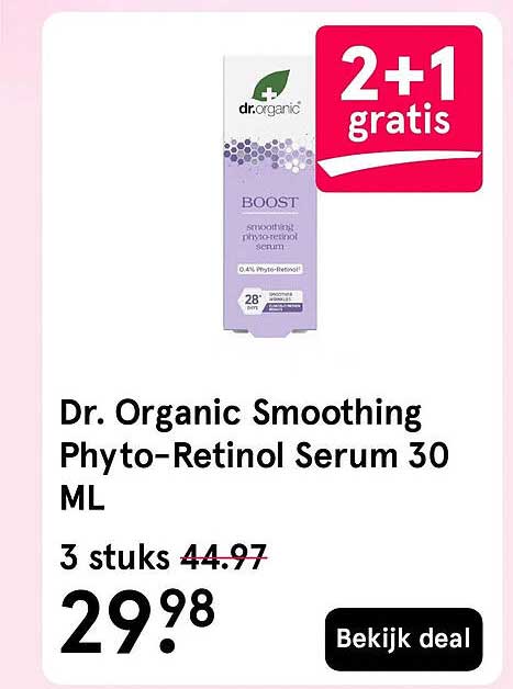 Dr. Organic Smoothing Phyto-Retinol Serum 30 ML 2+1 gratis
