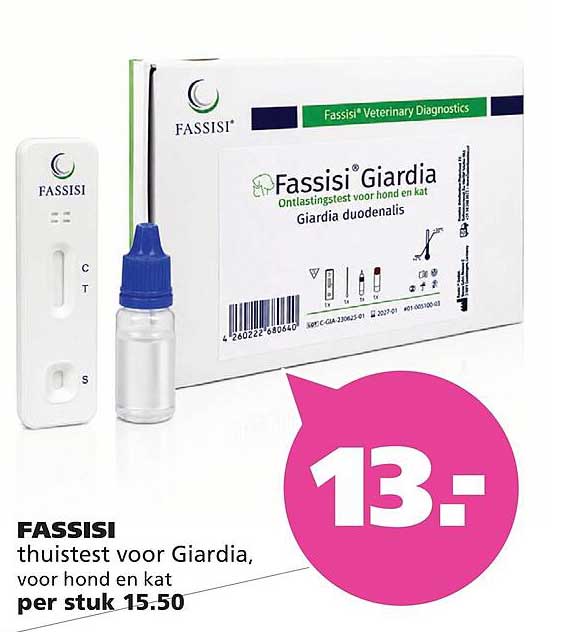 FASSISI thuistest voor Giardia, voor hond en kat