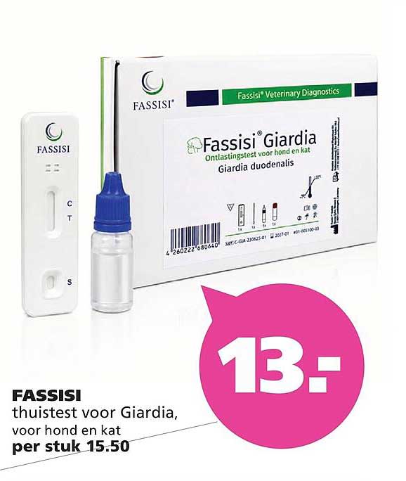 Fassisi thuistest voor Giardia, voor hond en kat per stuk