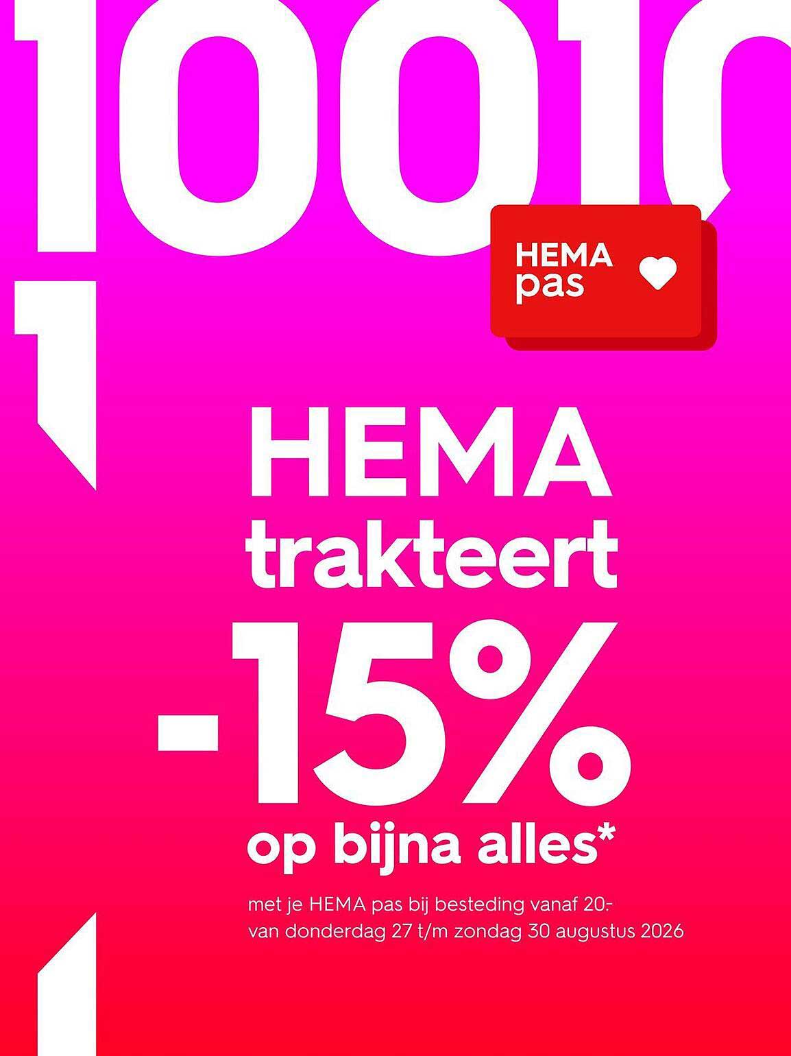 HEMA trakteert -15% op bijna alles*