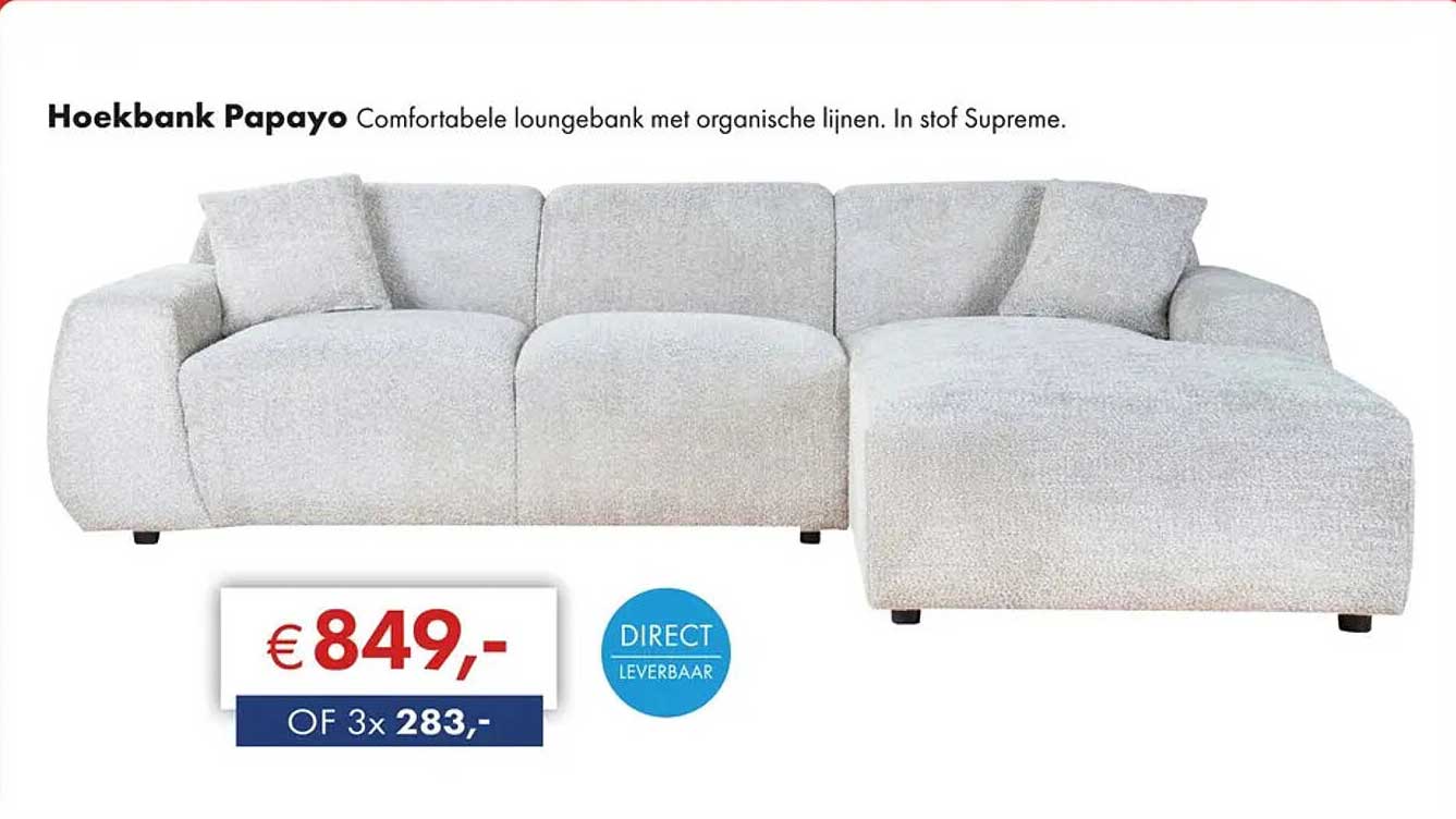 Hoekbank Papayo Comfortabele loungebank met organische lijnen. In stof Supreme.