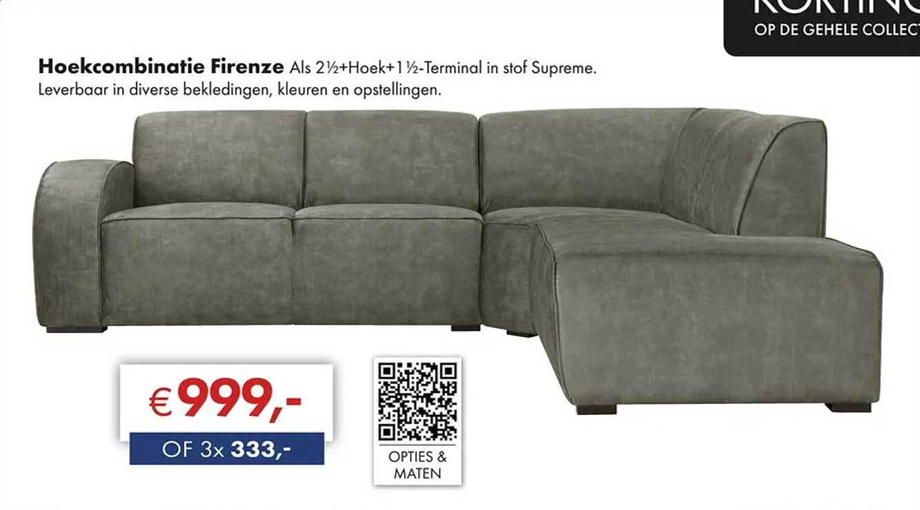 Hoekcombinatie Firenze Als 2½+Hoek+1½-Terminal in stof Supreme.
