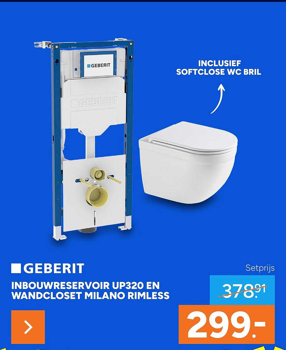 INBOUWRESERVOIR UP320 EN WANDCLOSET MILANO RIMLESS