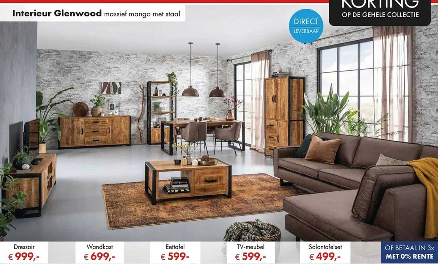 Interieur Glenwood massief mango met staal