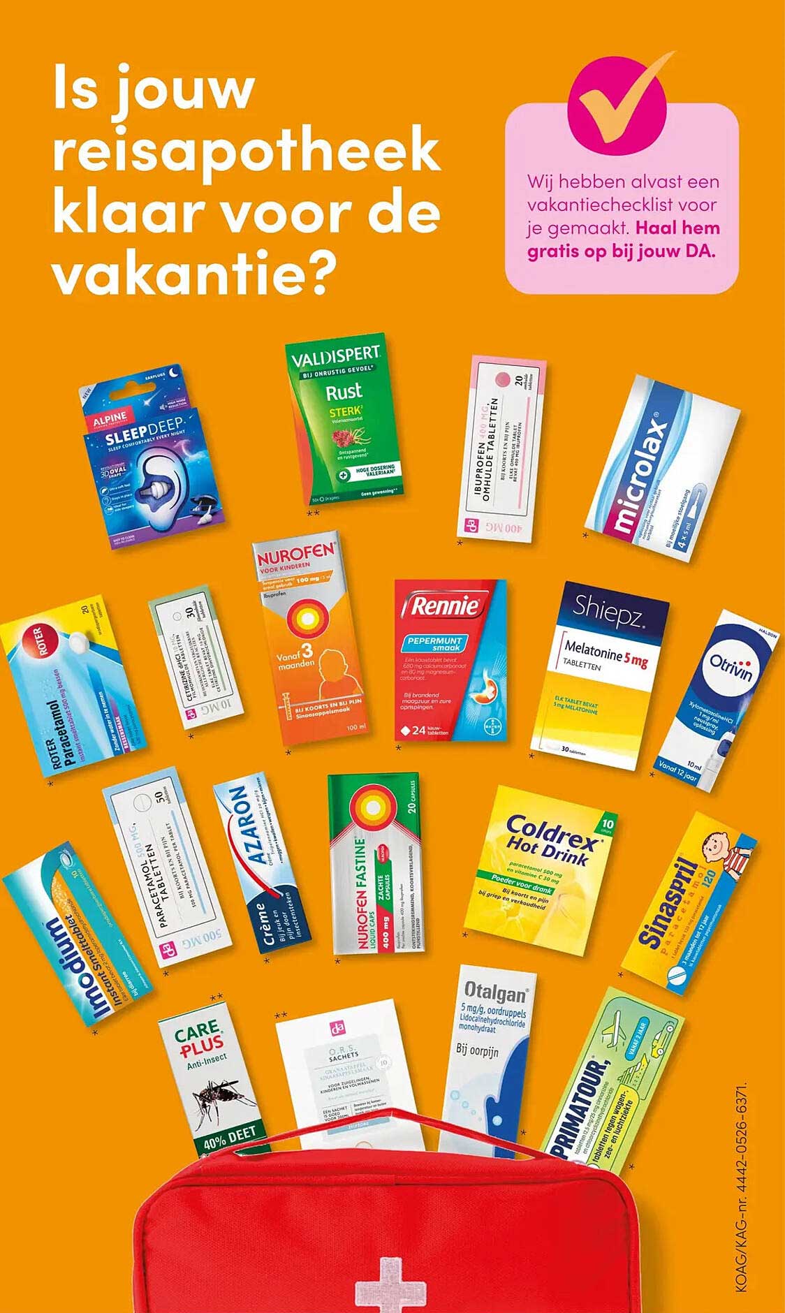 Is jouw reisapotheek klaar voor de vakantie? Haal hem gratis op bij jouw DA.