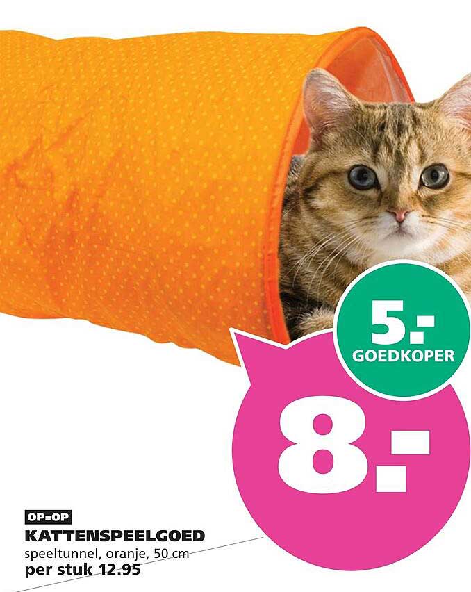 KATTENSPEELGOED speeltunnel, oranje, 50 cm per stuk 12.95 5.- goedkoper