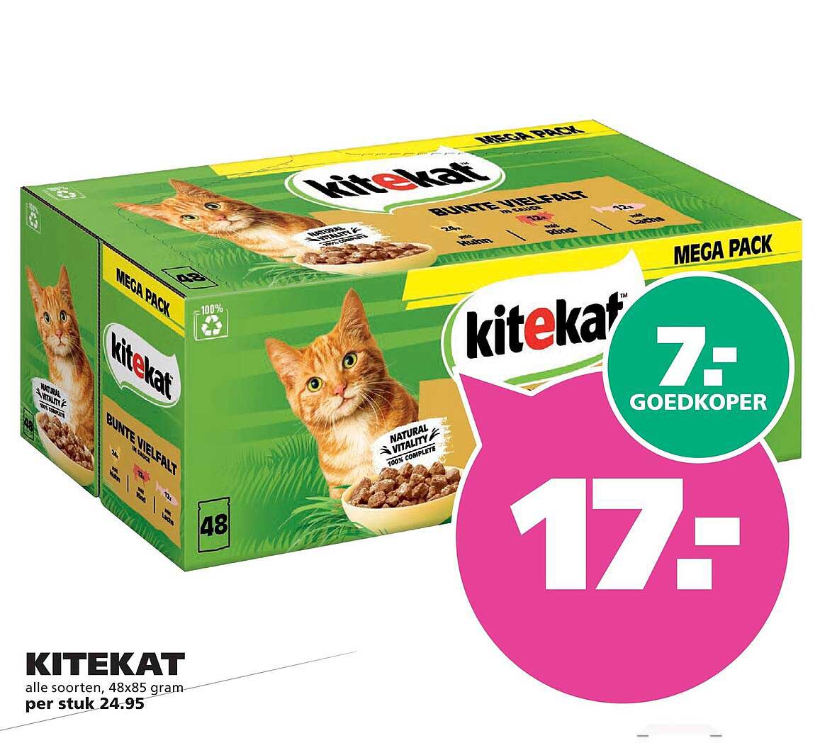 KITEKAT alle soorten, 48x85 gram per stuk 24.95