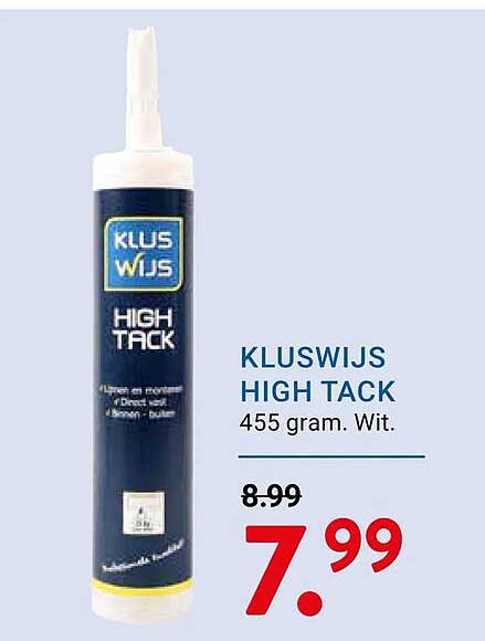 KLUSWIJS HIGH TACK 455 gram. Wit.