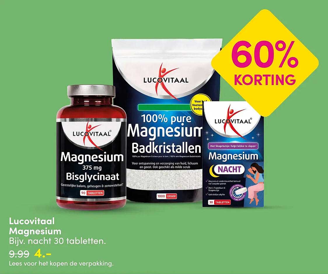 Lucovitaal Magnesium Bijv. nacht 30 tabletten 60% korting