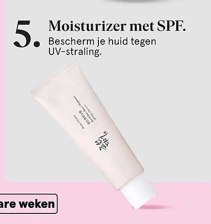 Moisturizer met SPF. Bescherm je huid tegen UV-straling.