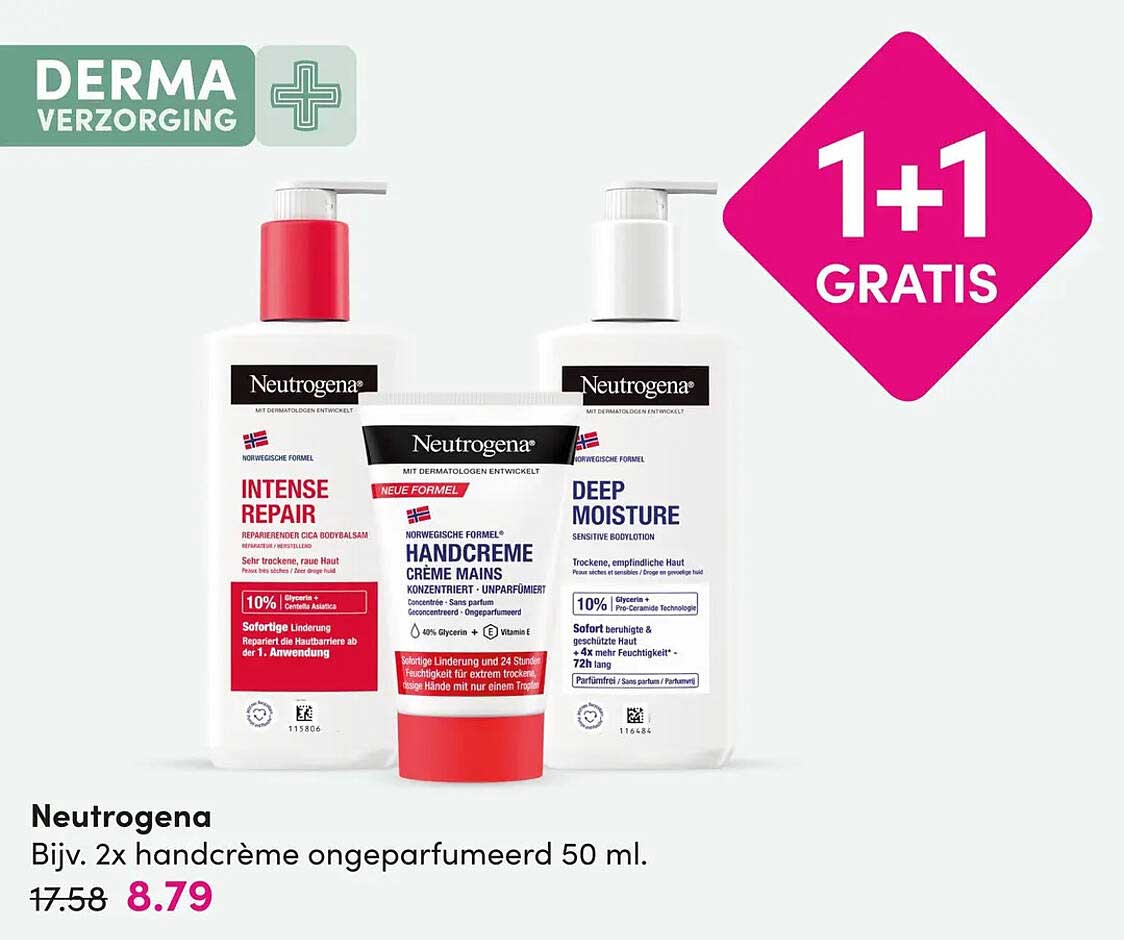 Neutrogena Bijv. 2x handcrème ongeparfumeerd 50 ml. 1+1 gratis