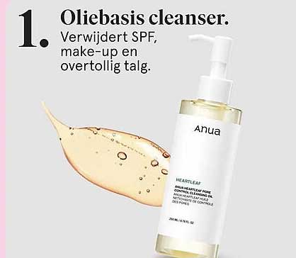 Oliebasis cleanser. Verwijdert SPF, make-up en overtollig talg.