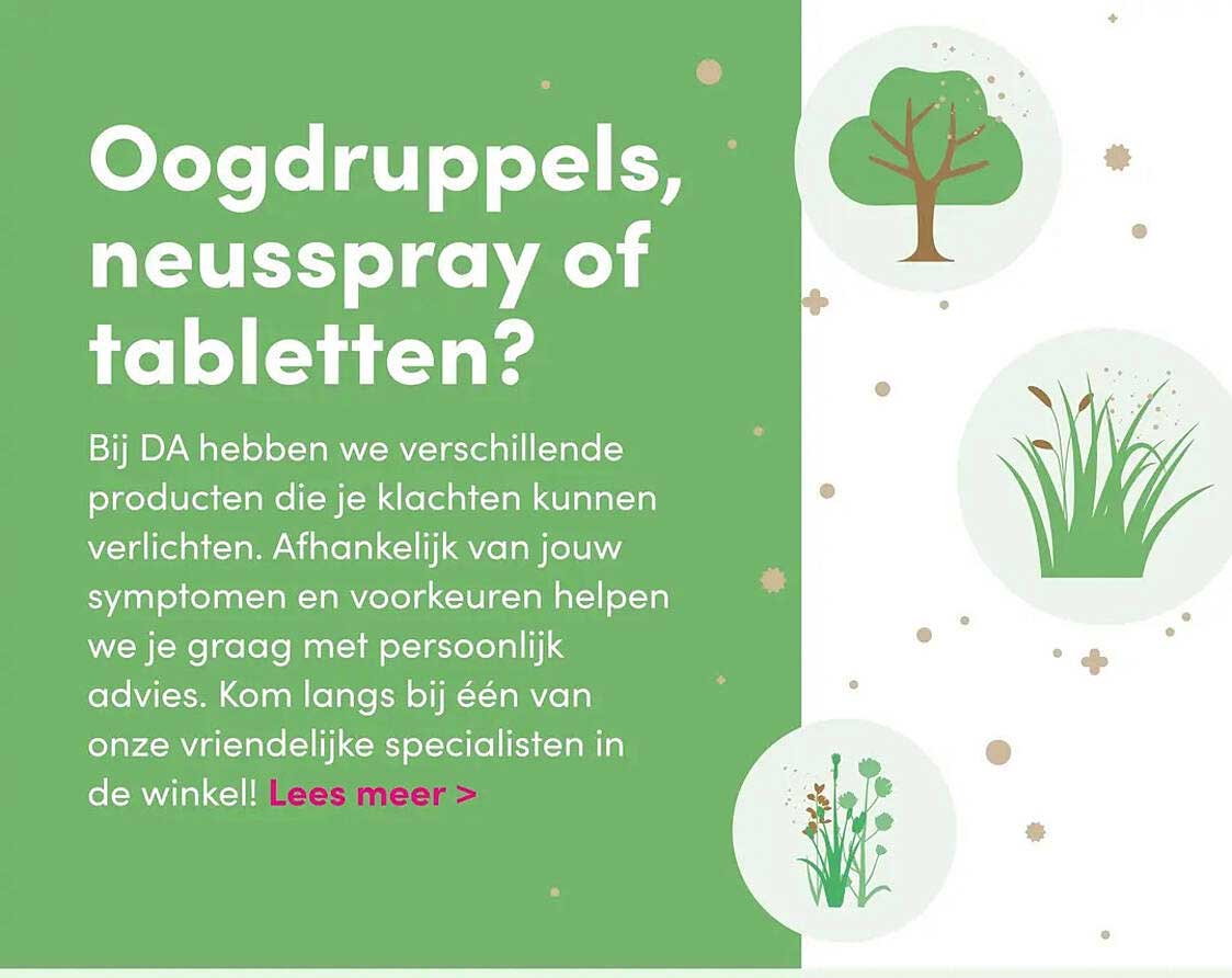 Oogdruppels, neusspray of tabletten?