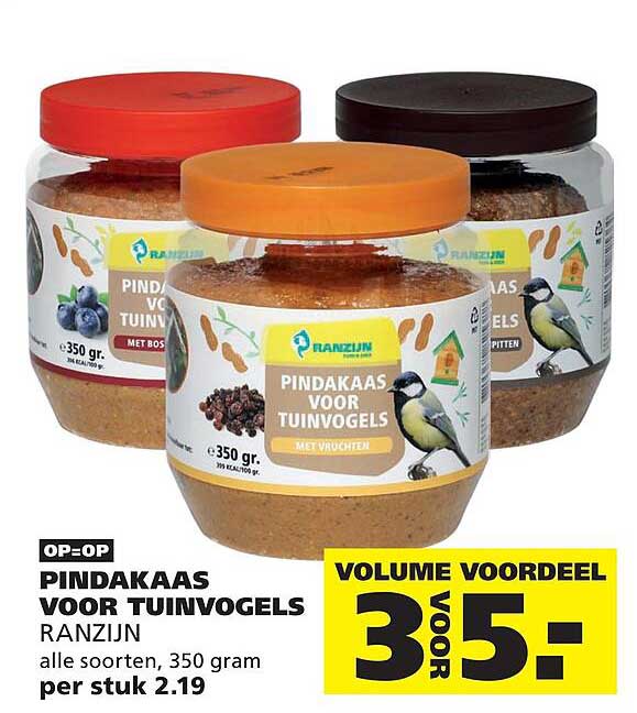 Pindakaas voor tuinvogels Ranzijn alle soorten, 350 gram per stuk OP=OP
