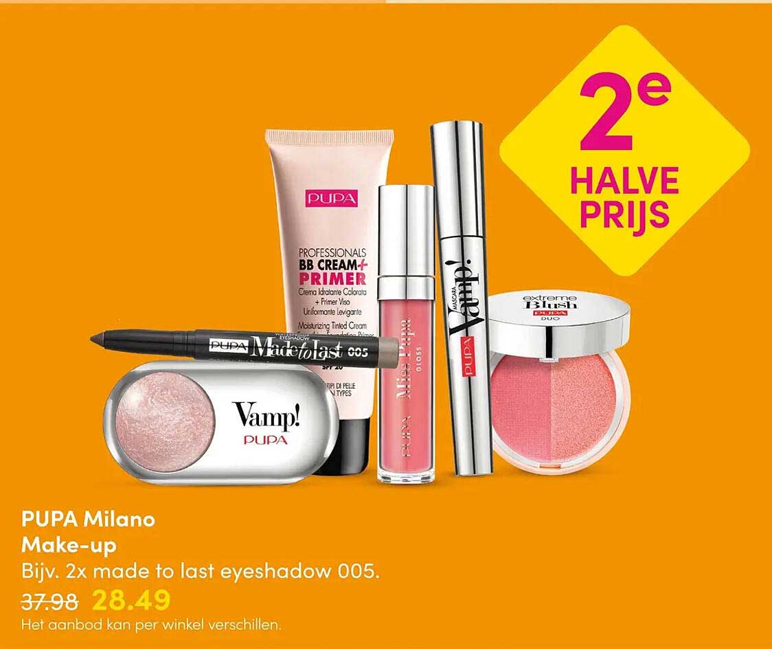 PUPA Milano Make-up Bijv. 2x made to last eyeshadow 005. 2e halve prijs