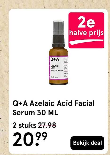 Q+A Azelaic Acid Facial Serum 30 ML 2e halve prijs