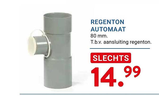 REGENTON AUTOMAAT 80 mm. T.b.v. aansluiting regenton. SLECHTS