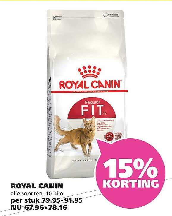 ROYAL CANIN alle soorten, 10 kilo 15% KORTING