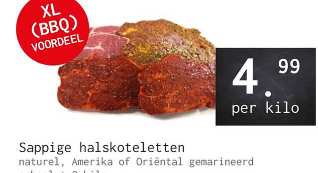 Sappige halskoteletten naturell, Amerika of Oriëntal gemarineerd