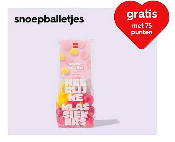 snoepballetjes gratis met 75 punten