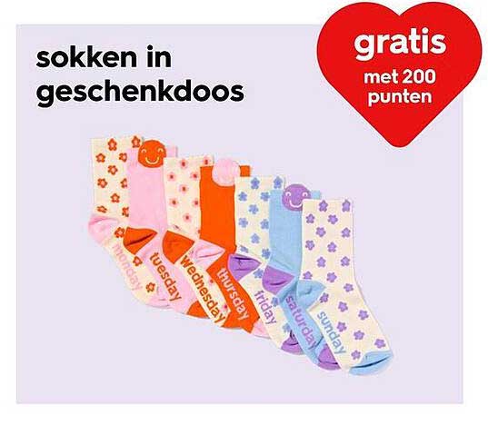 sokken in geschenkdoos gratis met 200 punten