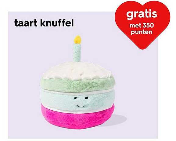 taart knuffel gratis met 350 punten