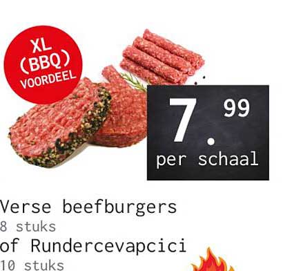 Verse beefburgers 8 stuks of Rundercevapcici 10 stuks XL BBQ Voordeel