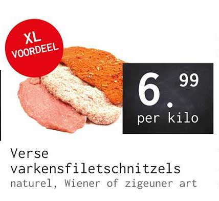 Verse varkensfiletschnitzels naturel, Wiener of zigeuner art