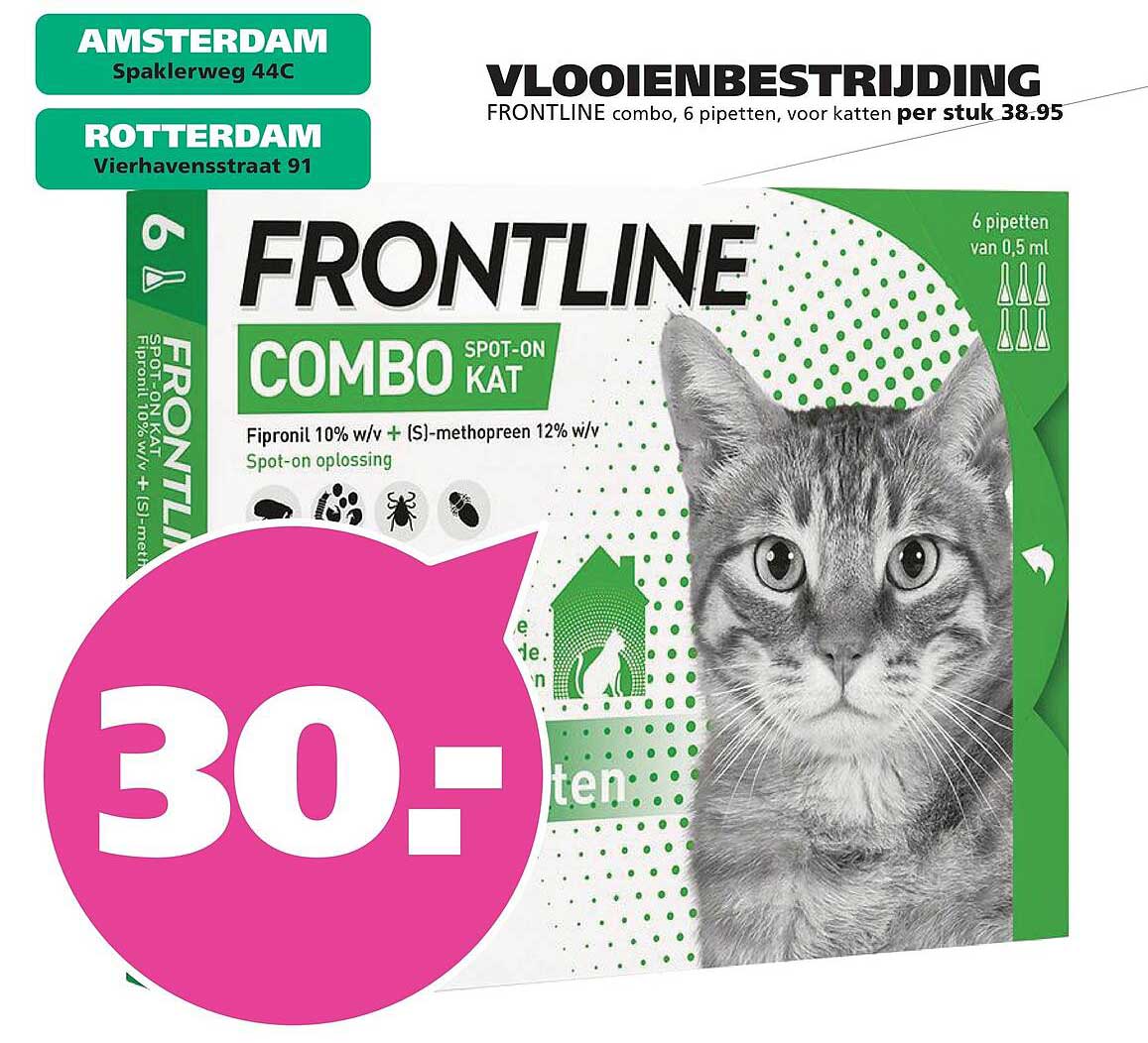 Vlooienbestrijding FRONTLINE combo, 6 pipetten, voor katten per stuk