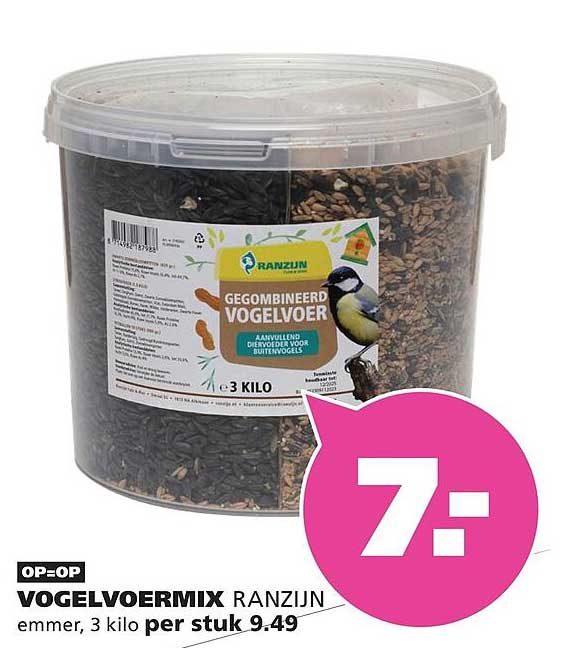 VOGELVOERMIX RANZIJN emmer, 3 kilo per stuk