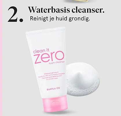 Waterbasis cleanser. Reinigt je huid grondig.