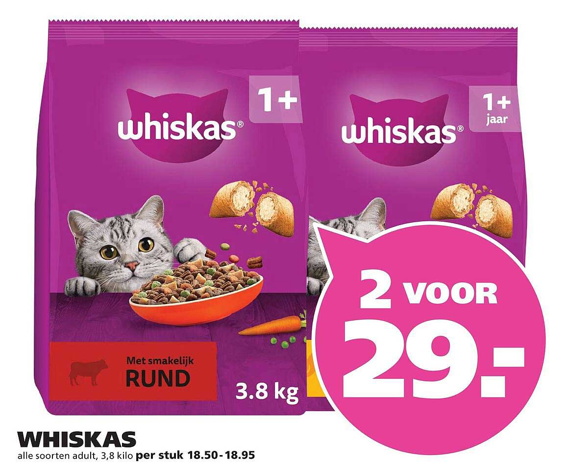 WHISKAS Met smakelijk RUND 3.8 kg 1+ jaar 2 voor 29,-