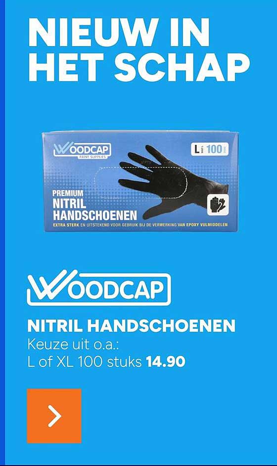 WOODCAP NITRIL HANDSCHOENEN Keuze uit o.a.: L of XL 100 stuks
