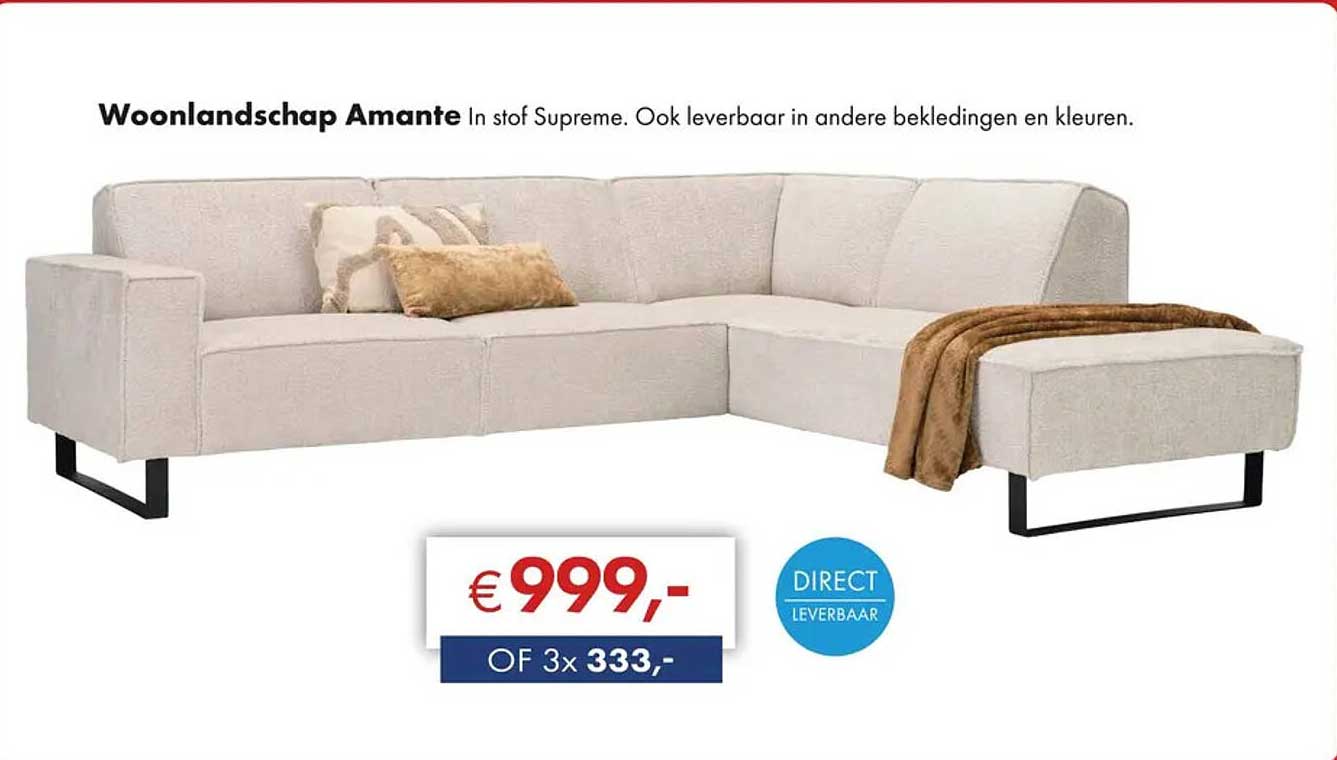 Woonlandschap Amante In stof Supreme. Ook leverbaar in andere bekledingen en kleuren.