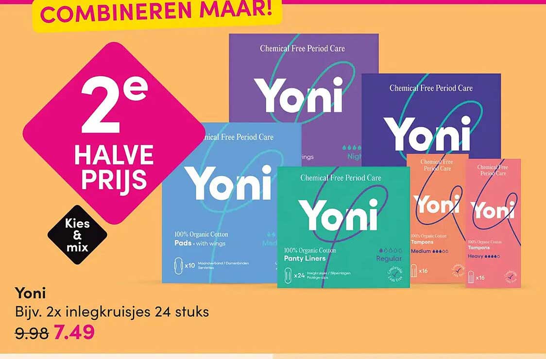 Yoni Bijv. 2x inlegkruisjes 24 stuks 2e halve prijs
