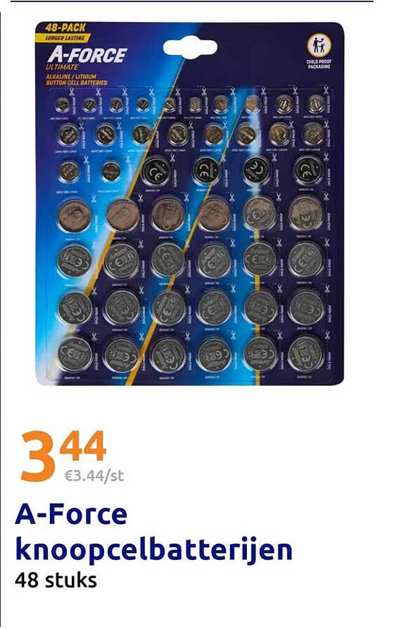A-Force knoopcelbatterijen 48 stuks