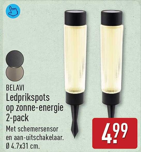 BELAVI Ledprikspot op zonne-energie 2-pack