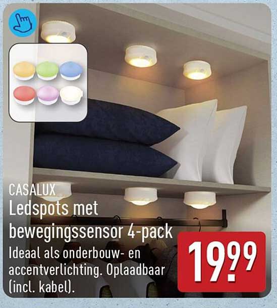 CASALUX Ledspots met bewegingssensor 4-pack