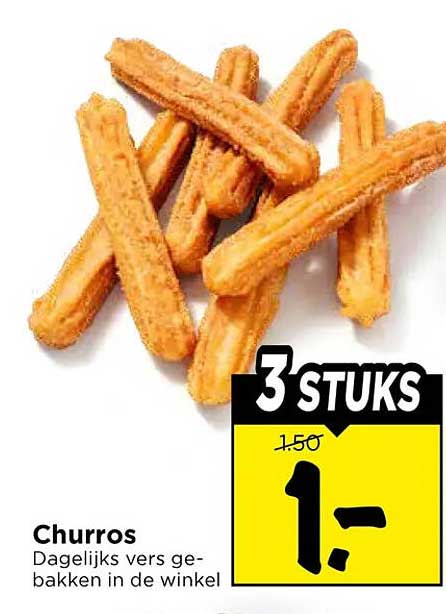 Churros Dagelijks vers gebakken in de winkel 3 stuks