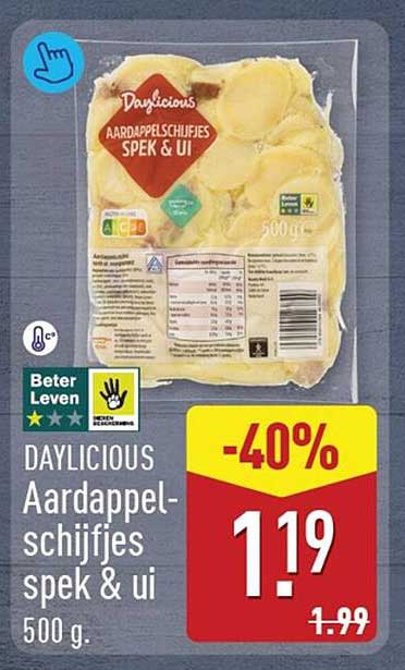 DAYLICIOUS Aardappel-schijfjes spek & ui 500 g -40%