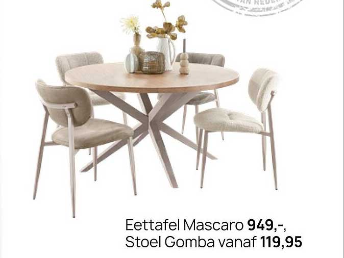 Eettafel Mascaro Stoel Gomba vanaf