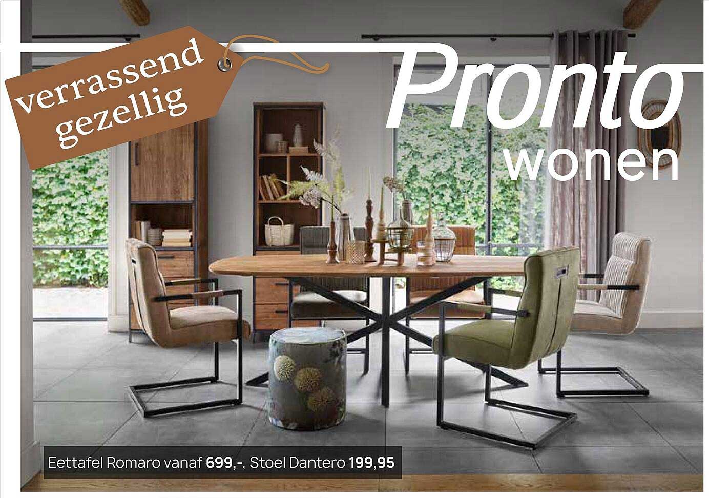 Eettafel Romaro vanaf 699,-, Stoel Dantero 199,95
