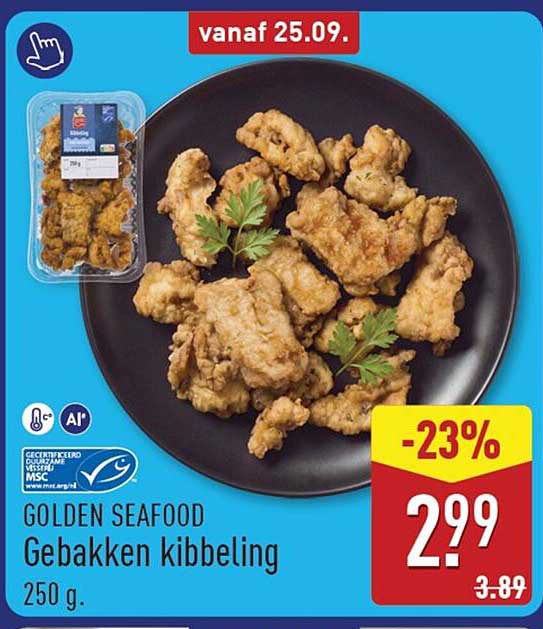 GOLDEN SEAFOOD Gebakken kibbeling 250 g. -23%