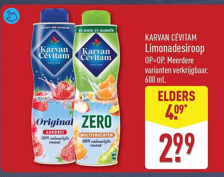 KARVAN CÉVITAM Limonadesiroop OP=OP. Meerdere varianten verkrijgbaar. 600 ml.