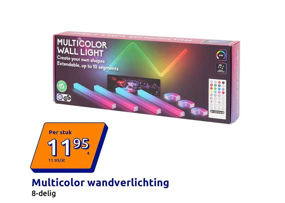 Multicolor wandverlichting 8-delig